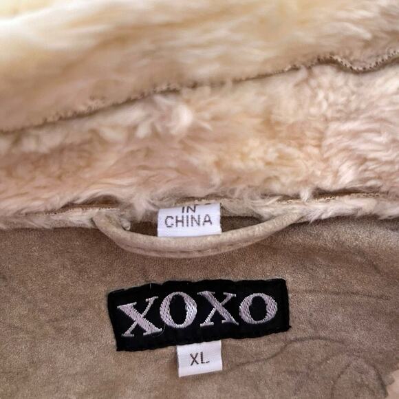 XOXO DIstressed Suede Jacket With Sherpa Lining Women’s Size XL Penny Lane Vibes - Picture 11 of 16